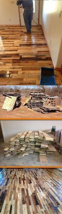 Wood Floors Made From Old Pallets. 