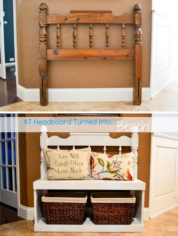 DIY Bench From Recycled Headboard. 