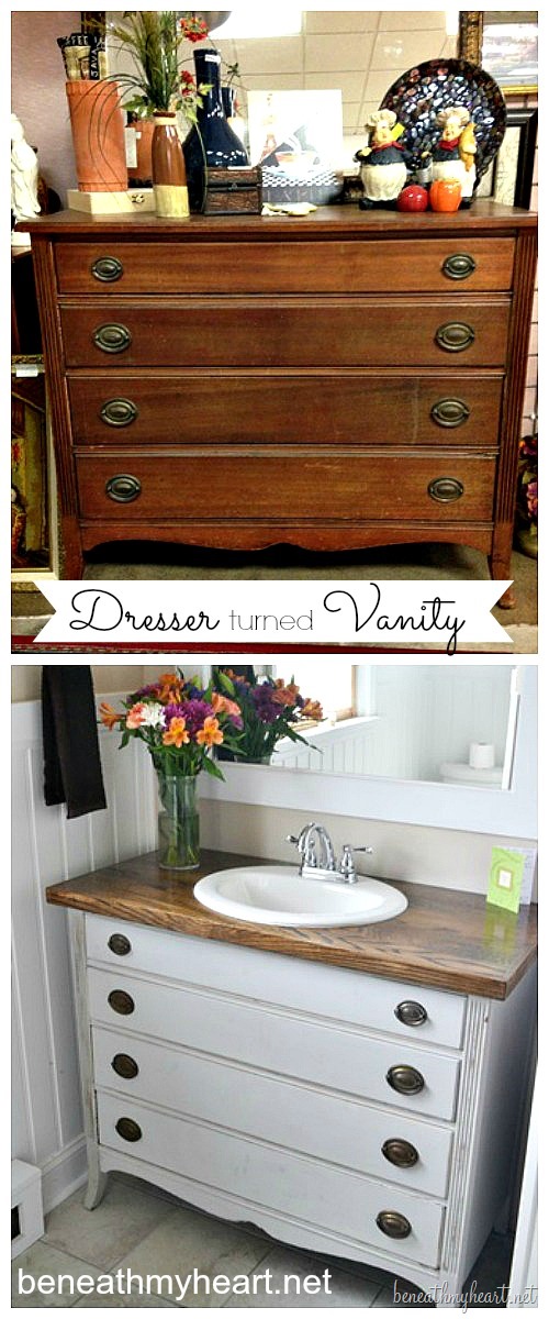 Transform an Antique Dresser into a Bathroom Vanity. 