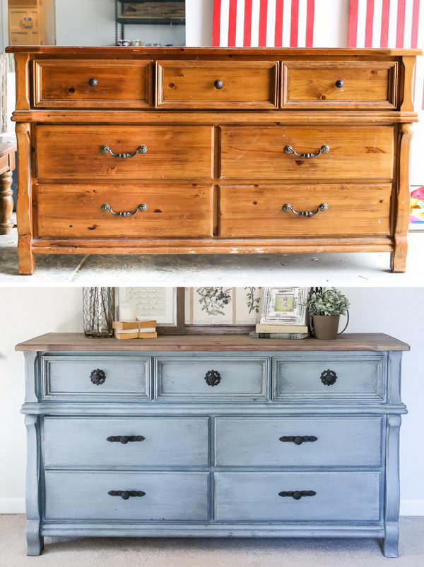 French Blue Dresser Makeover. 