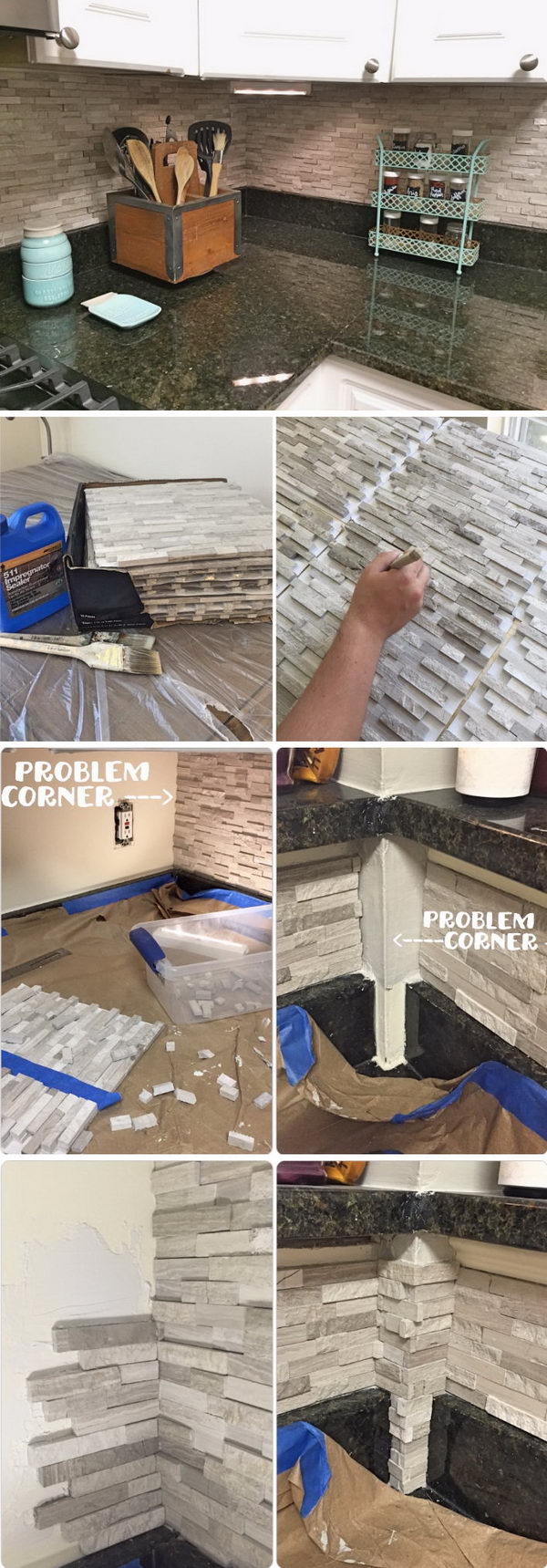 DIY Mosaic Tile Kitchen Backsplash. 