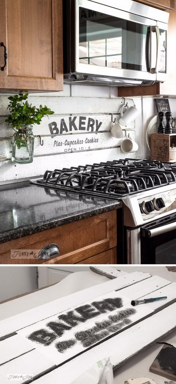 Shiplap Styled Pallet Wood Kitchen Backslash. 