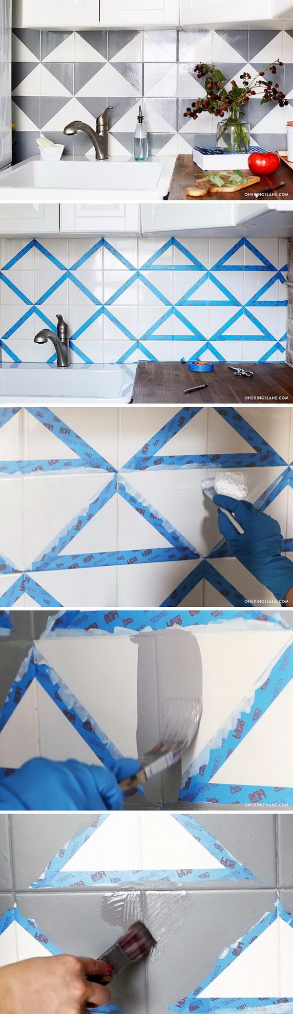 Painted Kitchen Backsplash. 