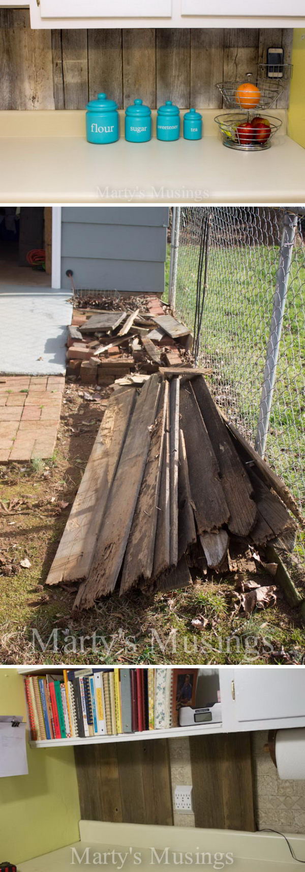 Rustic Look Fence Board Backsplash. 