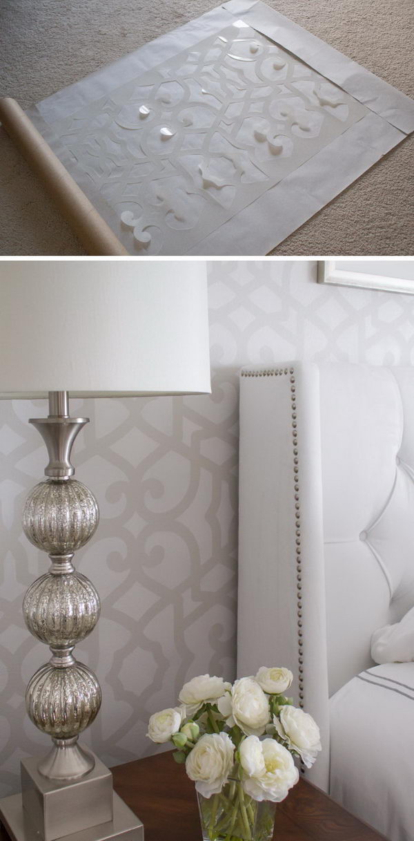 Stenciled Accent Wall. 