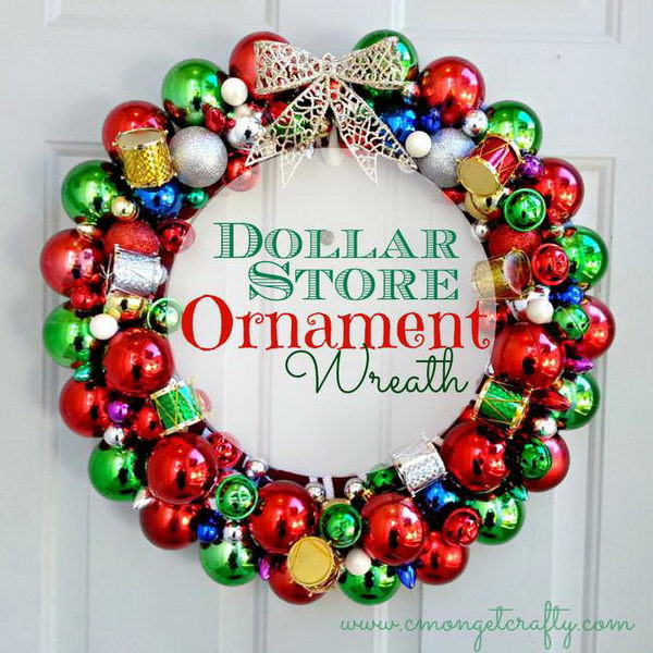 DIY Dollar Store Ornament Wreath. 
