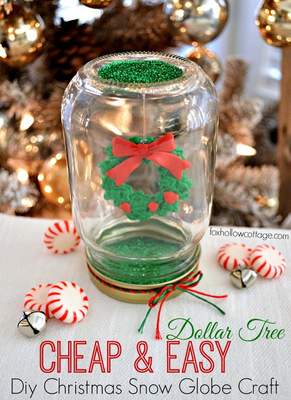 DIY Dollar Tree Mason Jar Christmas Snow Globe. 