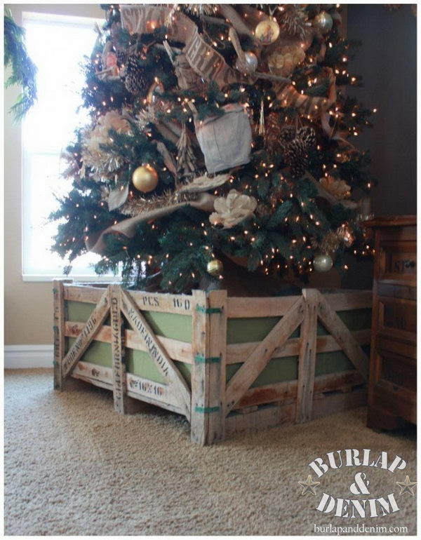 Reclaimed Shipping Crate Christmas Tree Stand. 