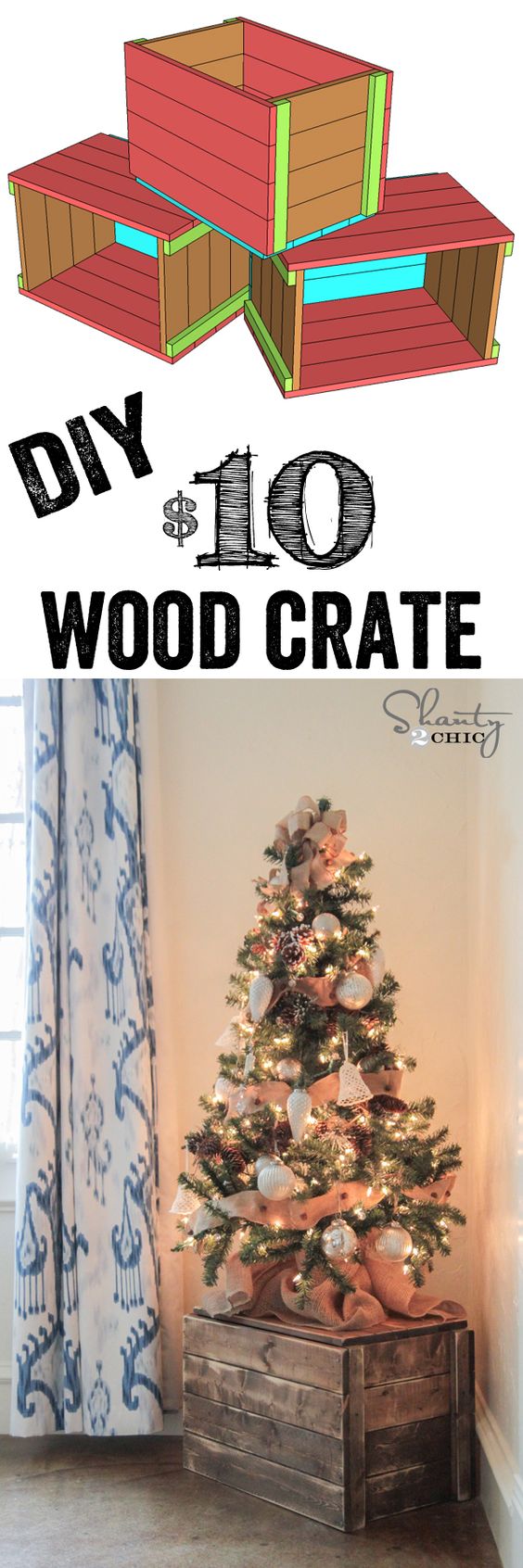 DIY Crate Christmas Tree Stand. 