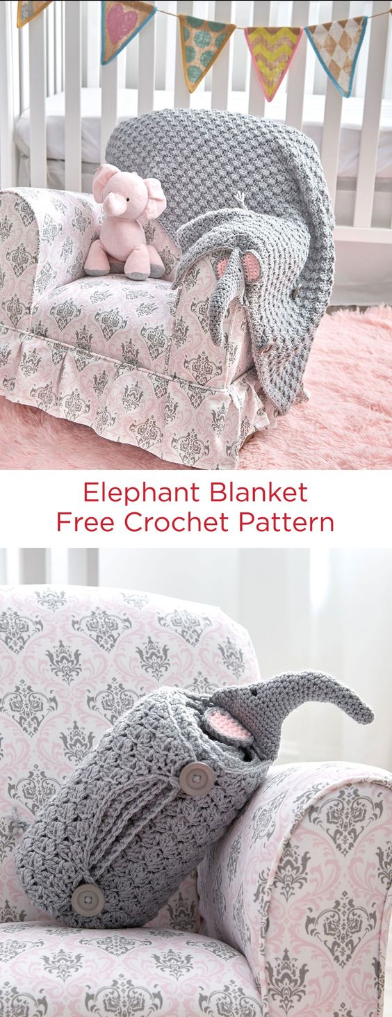 Elephant Blanket Free Crochet Pattern. 