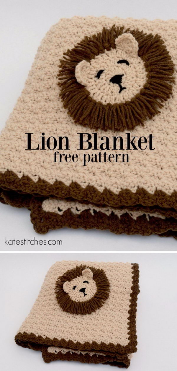 Lion Free Crochet Pattern Blanket. 
