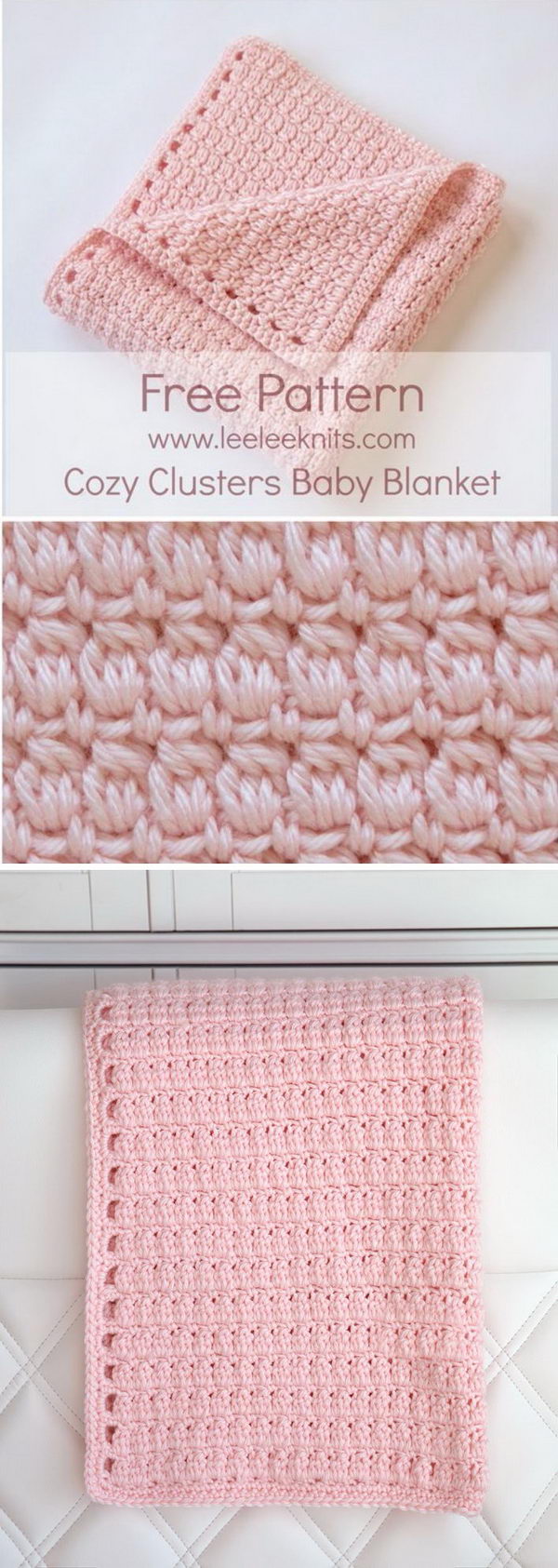 Cozy Clusters Free Crochet Baby Blanket Pattern. 