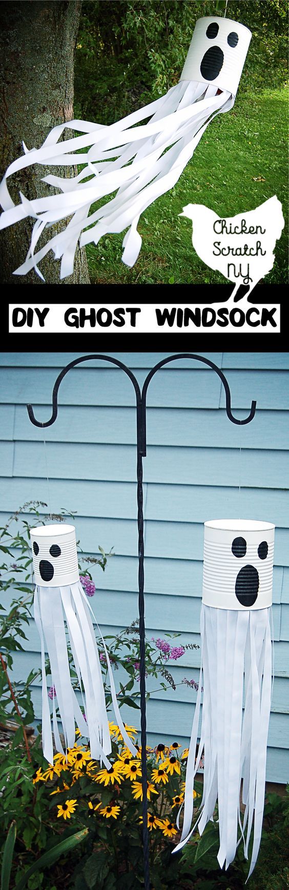  DIY Ghost Windsock With Ribbon. 