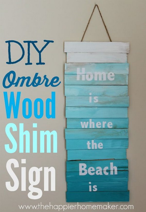 DIY Ombre Wood Shim Sign. 
