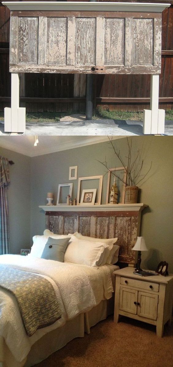 DIY Old Door Turned Headboard. 