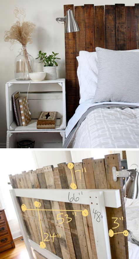 DIY Stained Pallet Headboard. 