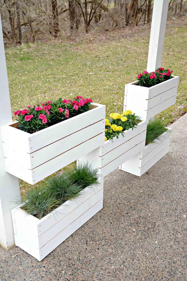 DIY Tiered Wood Planter Boxes. 