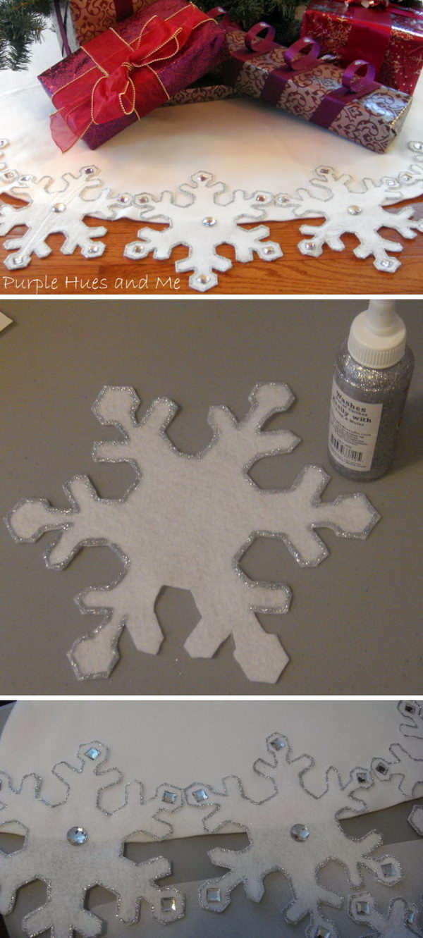 Glitter Snowflake Tree Skirt. 