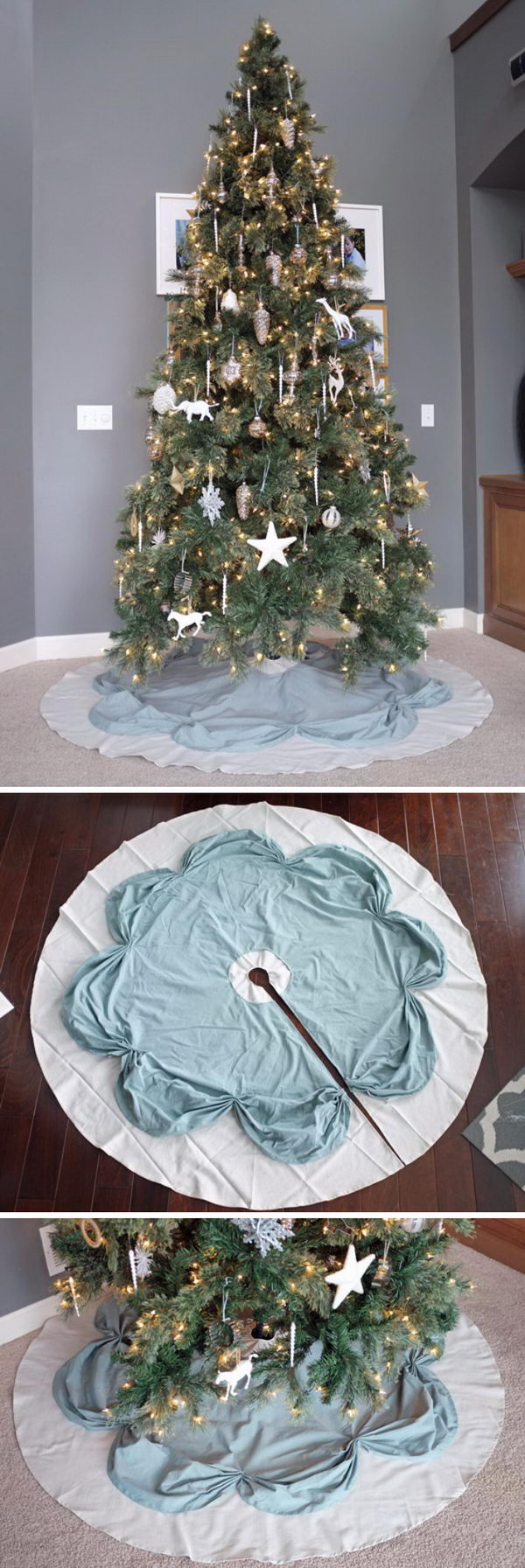 DIY Simple Ruched Tree Skirt. 