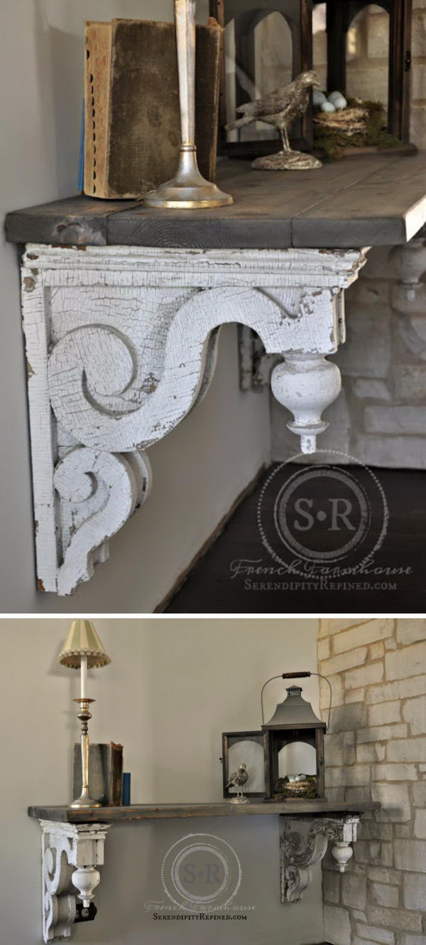 Reclaimed Architectural Corbel Entry Foyer Table. 