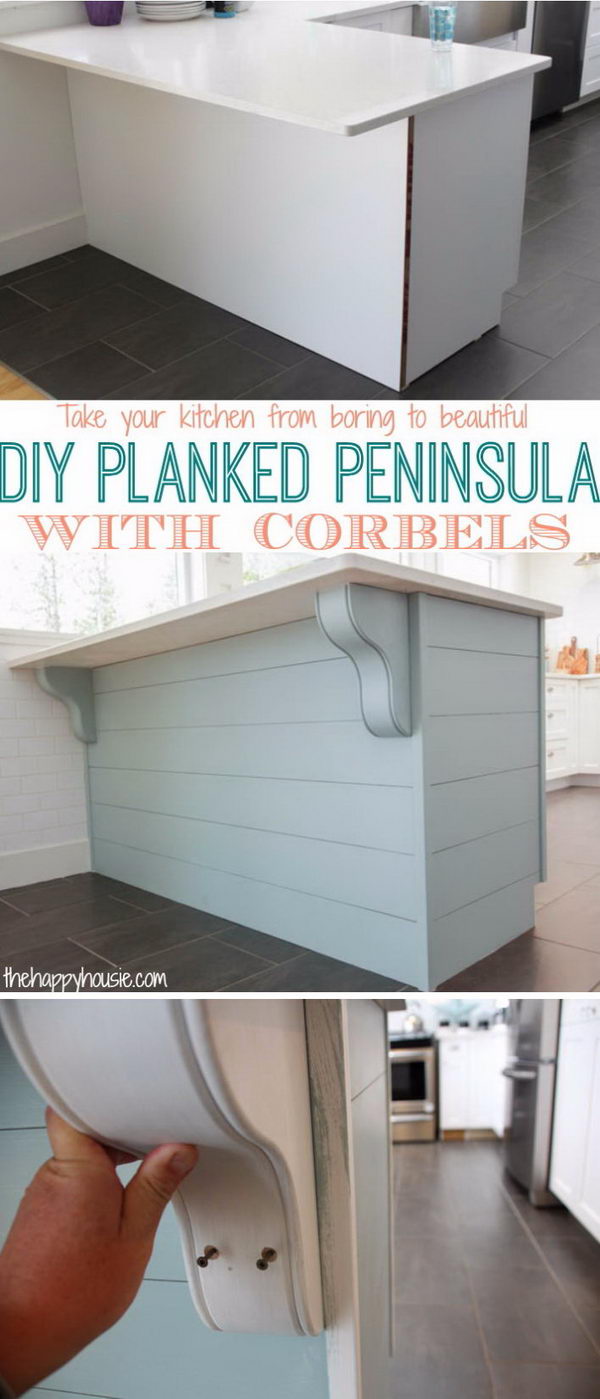 DIY Planked Peninsula With Corbels. 