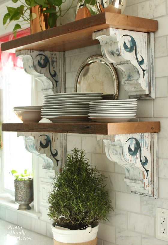 DIY Farmhouse Style Corbel Shelves. 