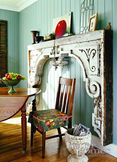Make A Fireplace Surround From Two Very Large Wood Corbels. 