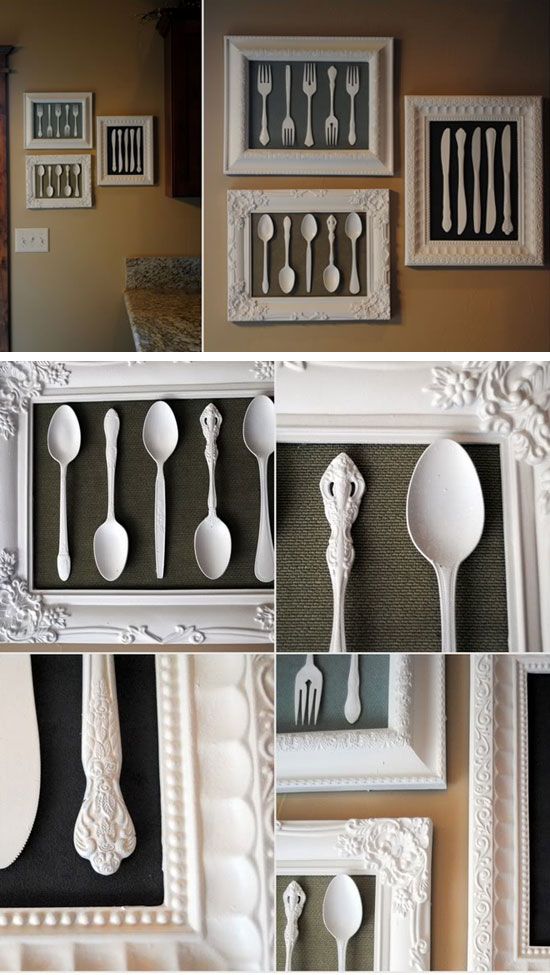 Wall Art Made from Recycled Cutlery And Dollar Store Frames. 