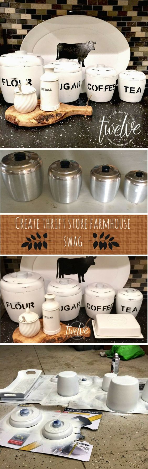 DIY Farmhouse Style Containers From Thrift Store Finds. 