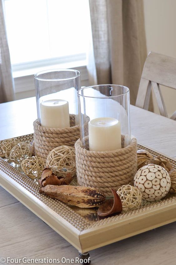 DIY Rope Candle Holders. 
