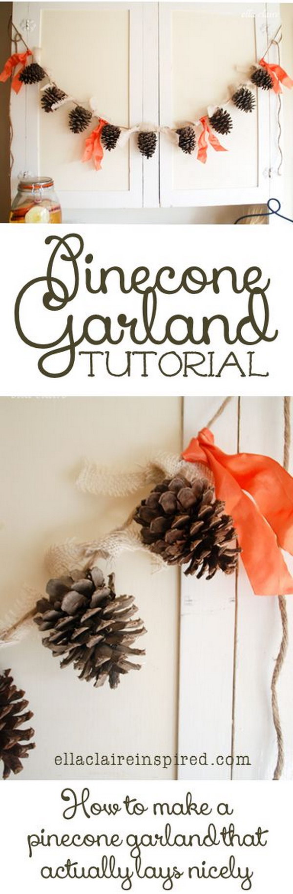 Cute and Simple DIY Pinecone Garland. 