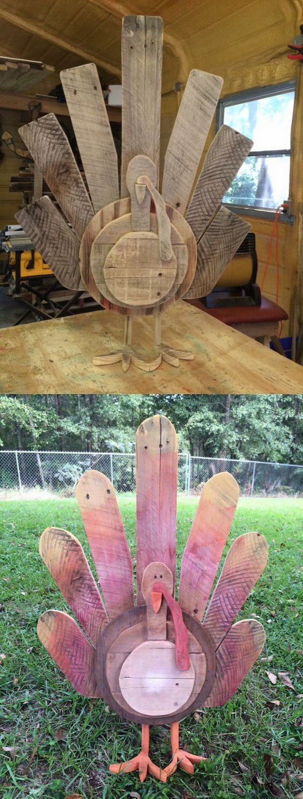 DIY Wooden Turkey Decor For Thanksgiving. 