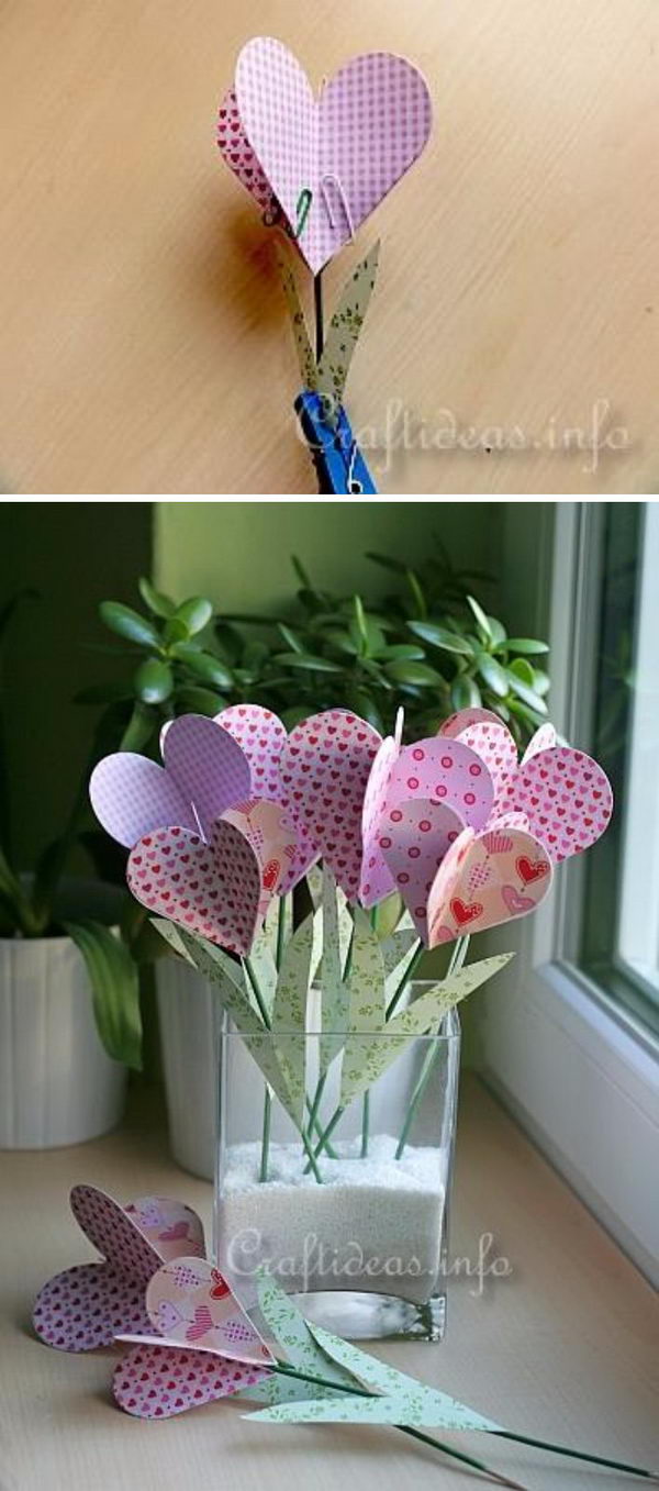 DIY Paper Hearts Bouquet. 