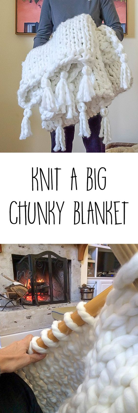 Easy Chunky Knit Blanket. 