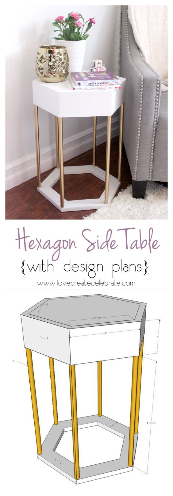 Modern Hexagon Side Table. 
