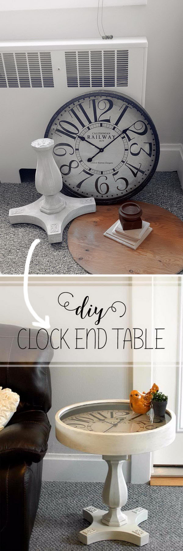 DIY Pedestal Clock End Table. 