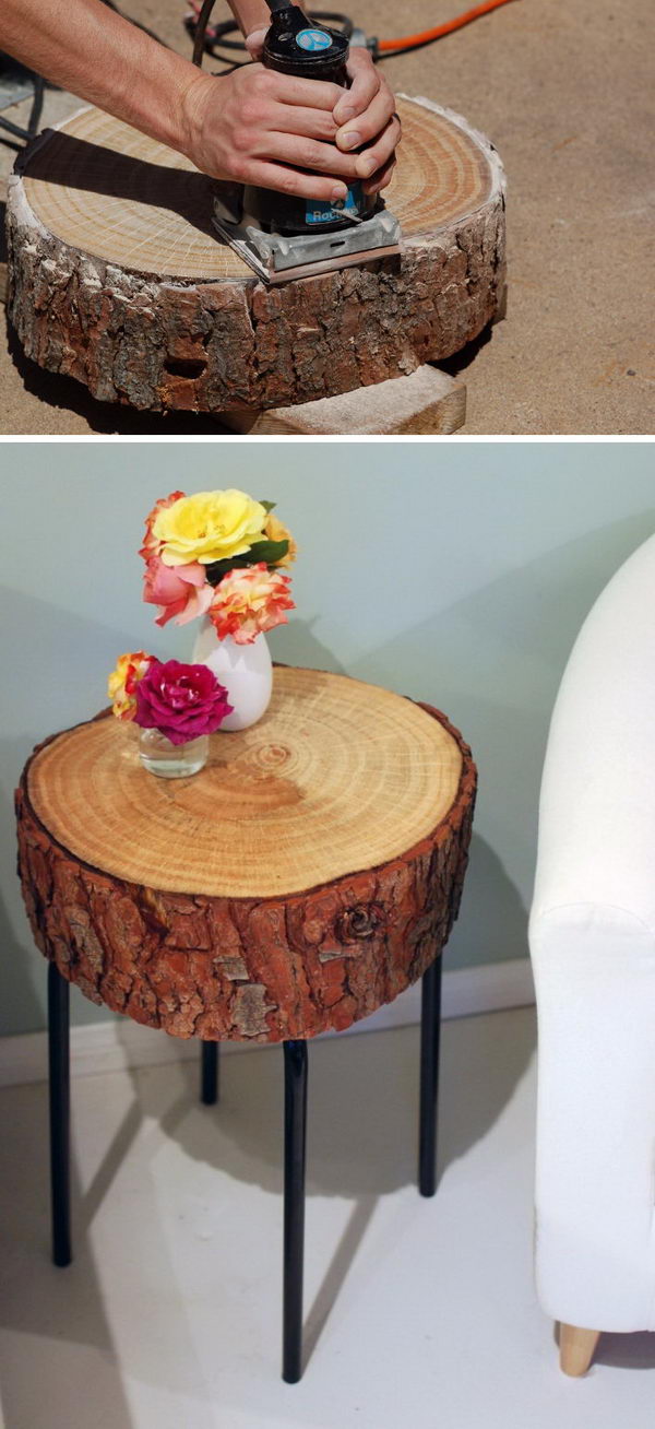 DIY Log Slice Table. 