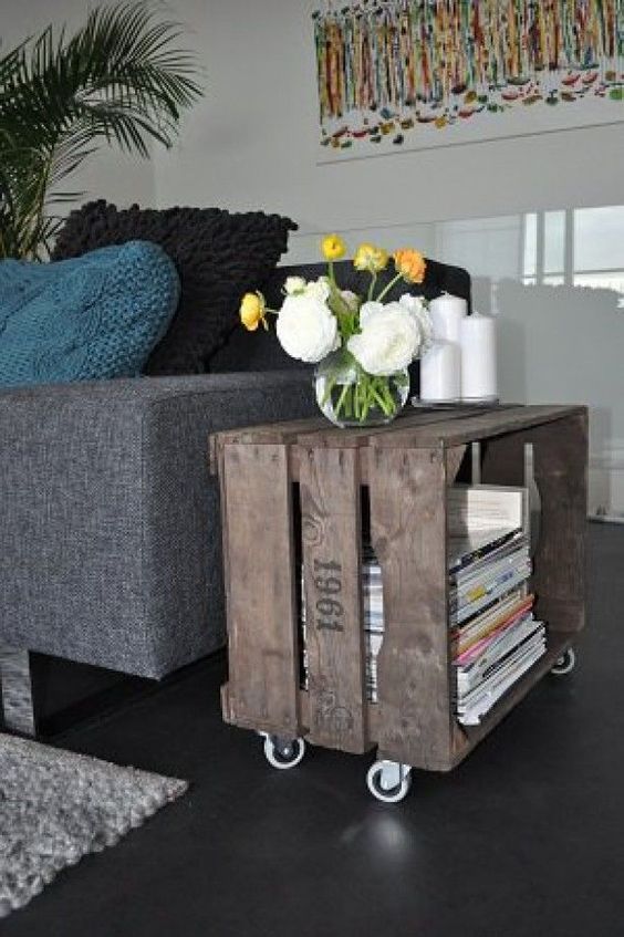 Recycled Old Crate Side Table. 