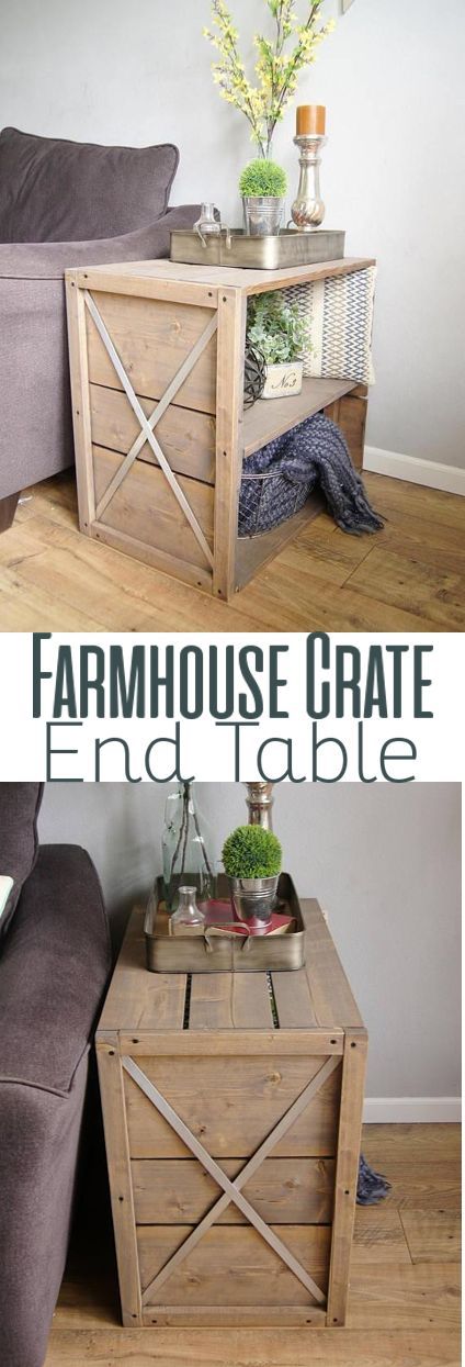 DIY Farmhouse Crate Side Table. 