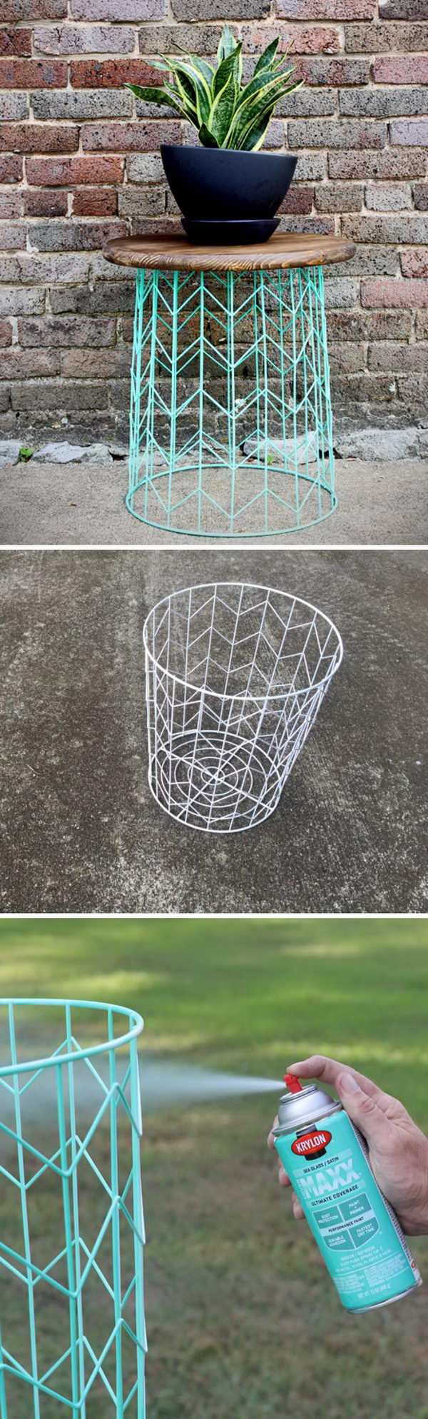 DIY Wire Basket Side Table. 