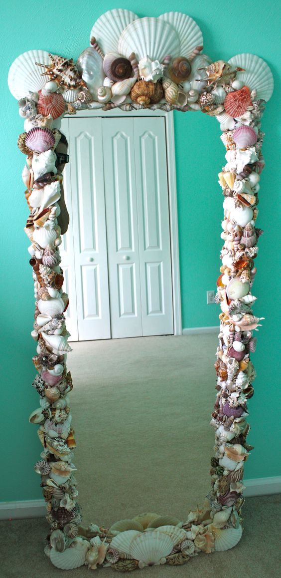 DIY Shell Mirror Using Shells From Michael's And Other Craft Stores. 