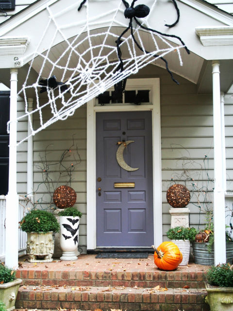 Giant Spiderweb Halloween Front Door Decor. 