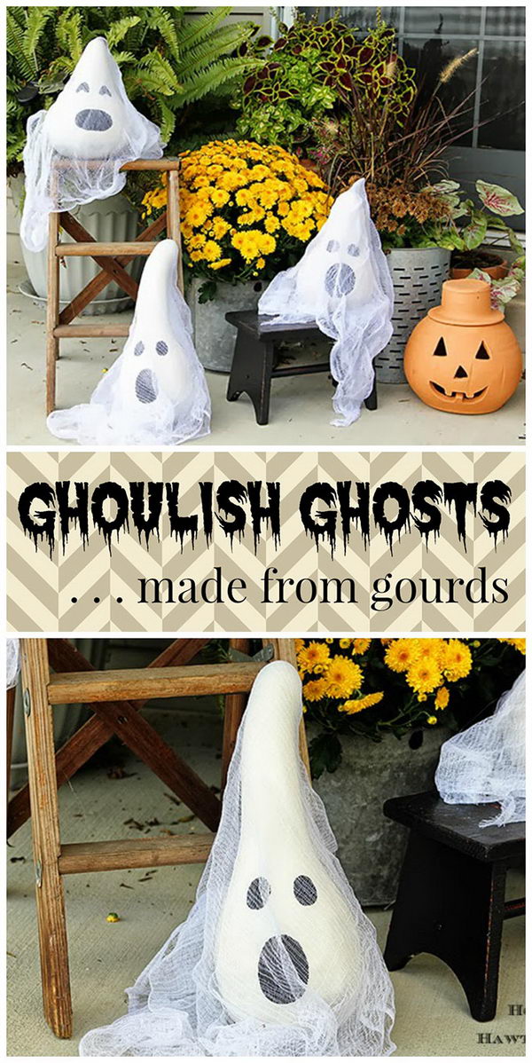 Halloween Ghosts Made From Gourds. 