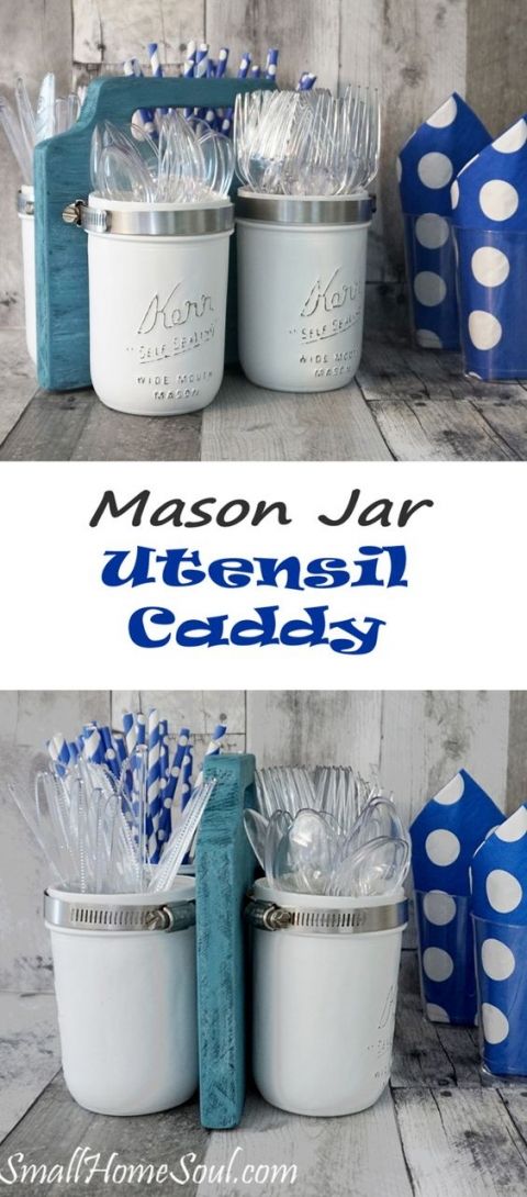 Mason Jar Utensil Caddy. 