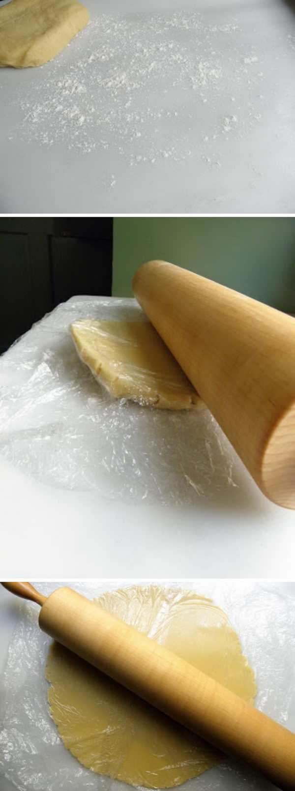 Rolling Dough in Plastic Wrap. 