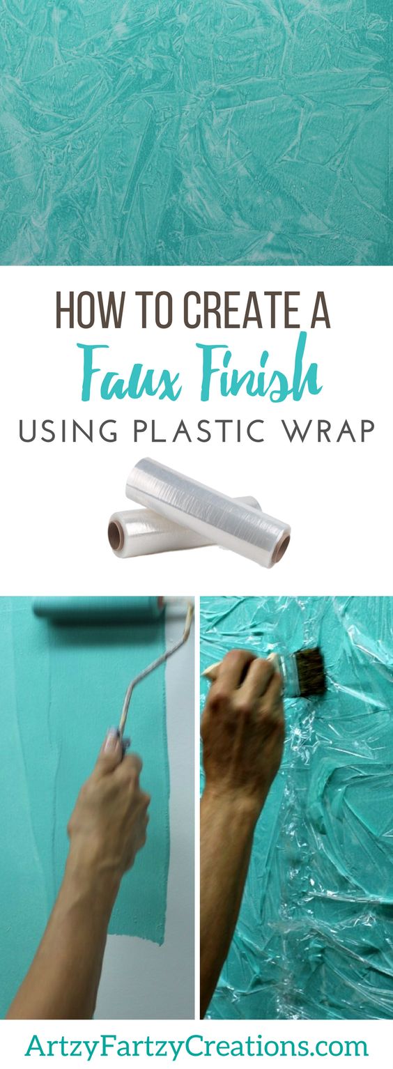 Create A Faux Finish Using Plastic Wrap. 