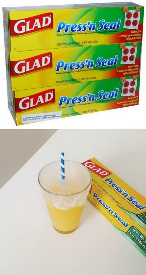 Make Any Cup Spill-Proof For The Kids With Some Press'n Seal Wrap. 