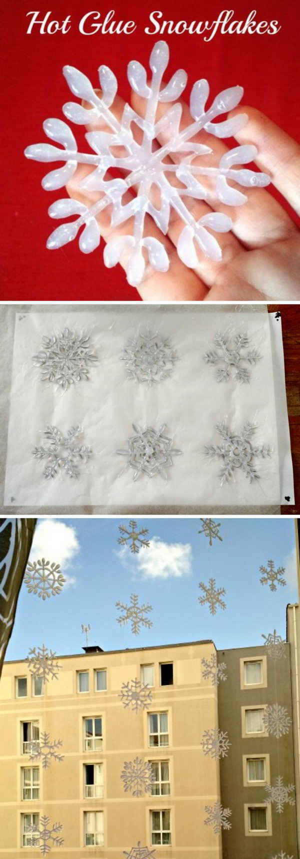 DIY Hot Glue Snowflakes. 