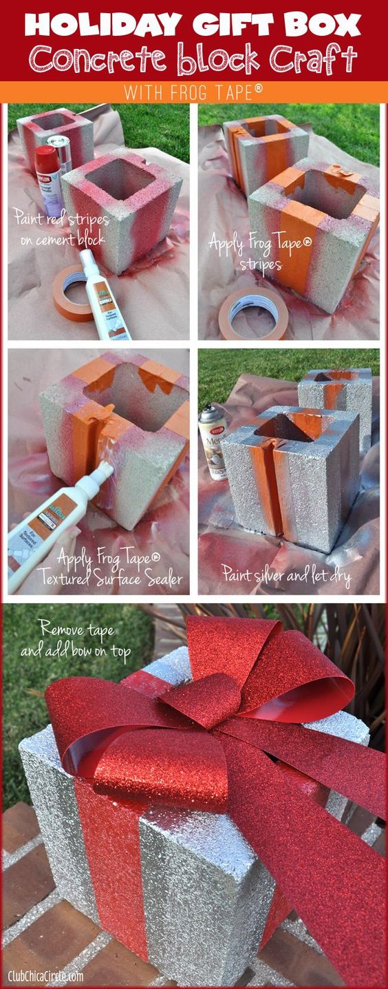 Make Festive Holiday Gift Boxs From Concrete Bricks. 