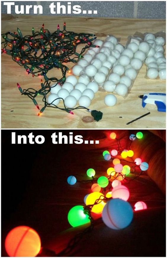 Creative Ping Pong Ball Christmas Lights. 
